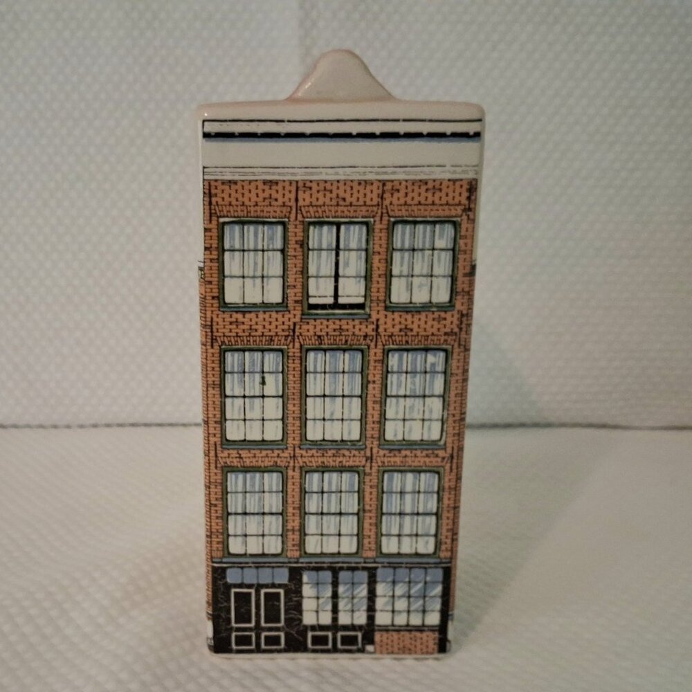 Vintage Anne Frank Haus Delft Hand Painted Polychroom Holland House 7” Tall